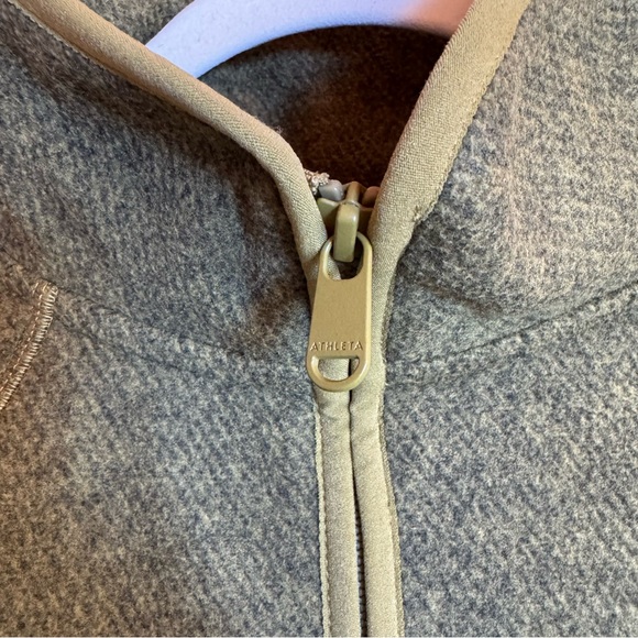 Athleta Stroll Fleece Full Zip Jacket Size Large Green - Picture 4 of 11